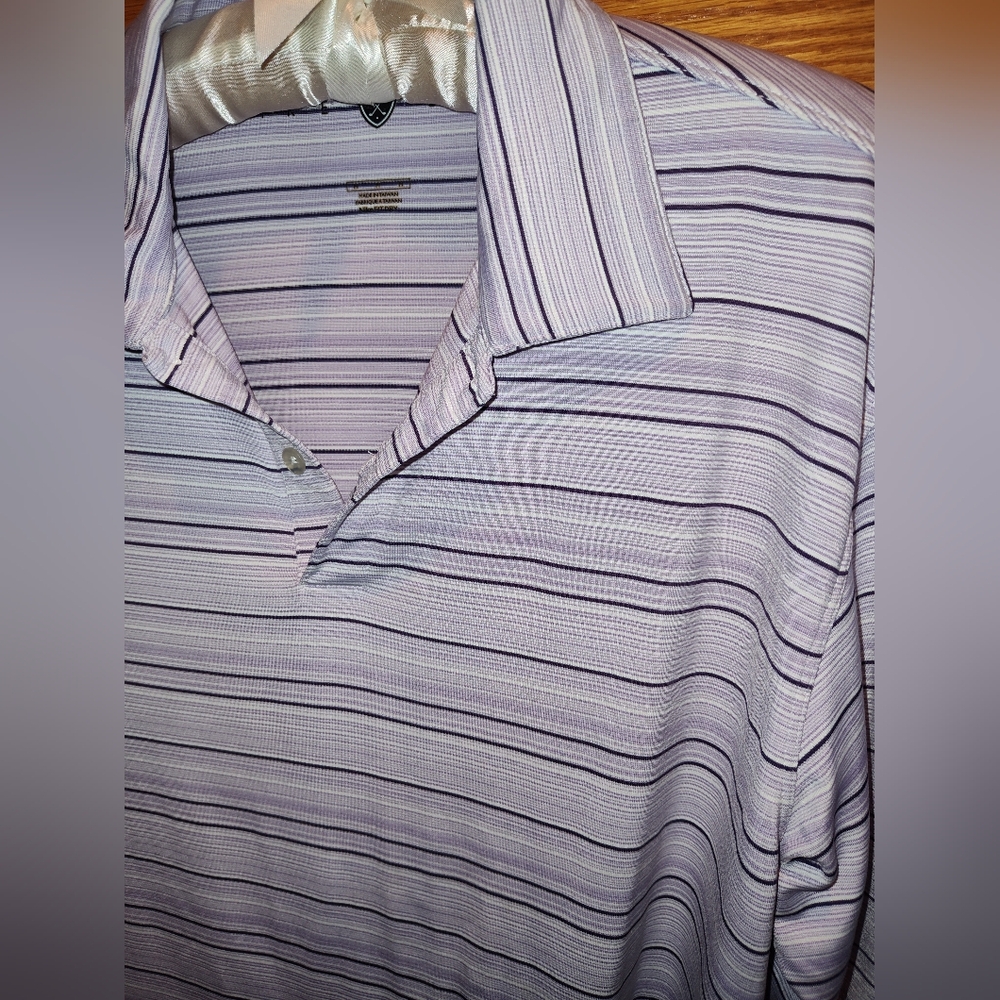 Nike Golf Men's M Striped Polo Shirt - White and Purple